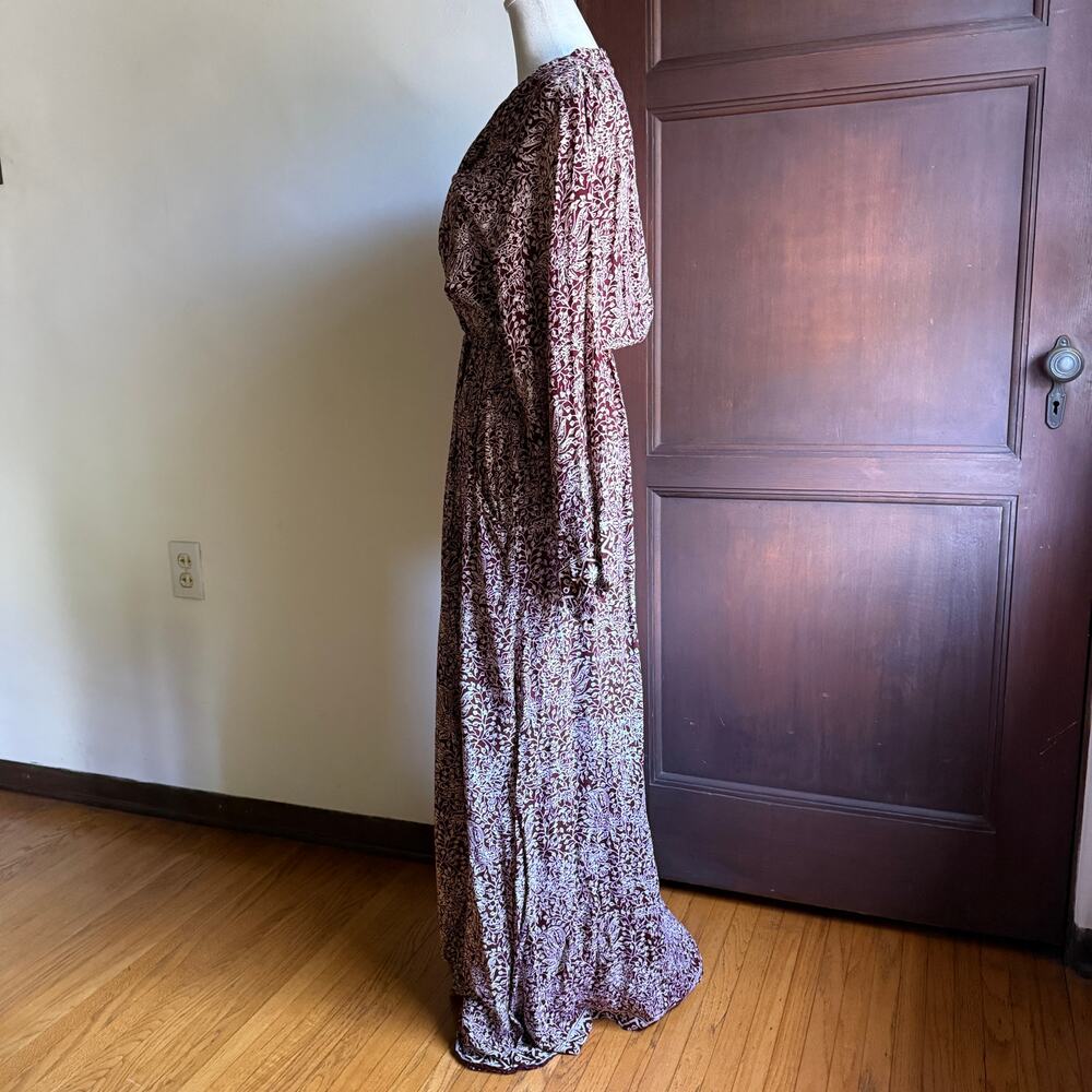 NATALIE MARTIN Nat | Anthropologie Nico Burgundy Floral Wrap Maxi Dress Small - Picture 4 of 9